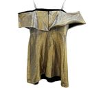 Sandro Palacio Dress Gold Silver Two Tone Metallic Off Shoulder Photo 3