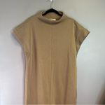 Alembika Urban Lava Tunic Dress in Tan Open Side Slits Mock Funnel Neck Sz S EUC Photo 2