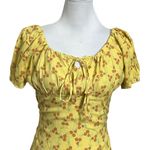 With Jean Loretta Cherry Puff Sleeve Mini Dress Women’s Size XS Yellow Cottageco Photo 2