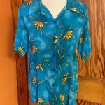 Vintage 90s California Crush Bright Floral Top Blue Size M Photo 3