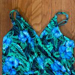 Lands' End Lands Ends One Piece Swimsuit Swim dress blue green tropical size L NWOT Photo 2