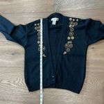 Cezanne Vintage Black Cardigan Silk Angora Sweater Gold Beaded Fuzzy Size Small Photo 8