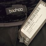 Boohoo Black Velvet Pants NWT Size 2 Tall Black Tapered Crinkle Pants Photo 5