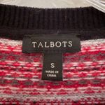 Talbots  Striped Fair Isle Wool Cardigan Sweater Women's Small Red Preppy Classic Photo 3