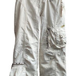 Obermeyer Y2K Bedazzled Cream Cargo Ski Snow Pants Wide Leg Medium 9/10 Granola Photo 0