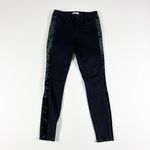 Good American Good Legs Velvet Velour Panel Skinny High Rise Cotton Denim Jeans Photo 0