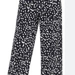 Boutique palazzo Black White Print Elastic Waist Pants tie Size Medium Photo 1