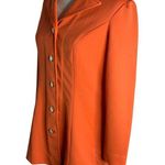 Buttons Vintage 70s Leisure Pant Suit S Orange Stretch Knit Pockets Zipper Photo 3
