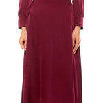 Alexia Admor NWT Brooklyn Mock Neck Satin Midi Dress in Cranberry Size 12 Photo 0