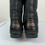 UGG  Elvia Black Leather Waterproof Boots Sz 6 Knee High Lace Up Wool Lined Photo 15