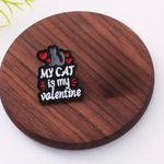 Adorable Sweet Cat Theme My Cat Is My Valentine Design Exquisite Alloy Lapel Pin Black Photo 8