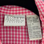 Koret Pink Plaid Short Button VTG Y2K Scallop Embroidered Floral Top Shirt Photo 7