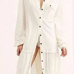 Free People Beach Size xs Old Bay Maxi Shirt Dress Textured Cotton Beige White Photo 0