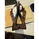Mezlan Heeled Brown Leather Denim Sandals Bow Size 5.5 Photo 5