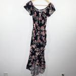 Xhilaration Black Floral Print Faux Wrap High Low Dress Women's Size Small S NWT Photo 8