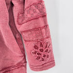Coldwater Creek  Rose Sweatshirt Patchwork Flower Sleeves 100% Cotton Pockets Med Photo 2