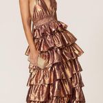 Love Shack Fancy  Bexlie Halter Dress Gown Pink Orchid Gold Maxi‎ Formal, Size XS Photo 0