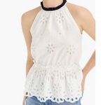 Women’s J.Crew White Eyelet Mockneck Sleeveless Top Medium Summer Resortwear Photo 1