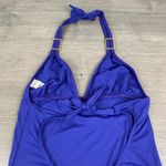 l*space L* Blue Purple Halter Neck Tie Scoop Back One Piece Swimsuit Sz.L Photo 5