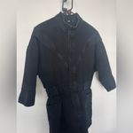 ZARA  Black Denim Short Sleeve Romper Jumpsuit Snap Button Up Sie M Photo 3