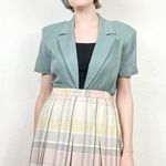 Vintage Wild Rose Grey Blue Short Sleeve Tie Front Blazer Shirt Size 4 Photo 2
