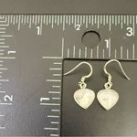 Vintage 925 Sterling Silver Small Heart Moonstone Drop Earrings 3.6g Photo 10