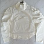 Anthropologie NWT  long seamed sleeve mock neck rounded shoulder white blouse S Photo 2