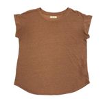 MADEWELLl Linen Blend Cap Sleeve T-Shirt Sz XS Brown Oversized Everyday Travel Photo 1
