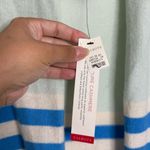 Talbots NWT 100% Cashmere Open Front Cardigan Striped Mint Green & Blue XS Photo 3