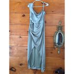 Lulus  Showing Off a Little Sage Green Asymmetrical Tulip Midi Dress Wedding Sz L Photo 1