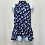 Shoshanna  Blue Floral Sleeveless‎ Mock Neck Moulten Lined Top Size XS Photo 1