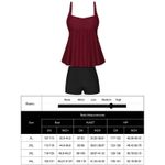 Chama Plus Size Tankini with Boyshorts Tummy Control Flowy Swimsuit Red Photo 6