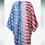 Boutique Brand American Flag Print Kimono Top Size Large Red Photo 4