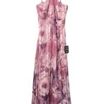 Lulus  Got to be Gorgeous Mauve Abstract Floral Halter Maxi Dress Size XS NWT Photo 0