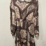Elegant Patterned Long Sleeve Dress by Miss u Size M Brown Size M Photo 1