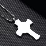 Vintage Stainless Steel Jesus Cross Pendant Necklace Photo 4