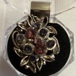 Pink and purple rhinestone flower design free size Silver Photo 4