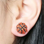 Basketball Sports Stud Earrings - Rhinestone Crystal Bling, Athletic Fashion Photo 1