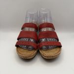 Born Women's Sandal Red Leather US Sz 8 Wedge Slip On Casual Comfort Shoes Photo 1