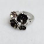 Source Unknown NWOT Flower Bouquet Black Enamel Inlay Rhinestone Size 6 Y2k Statement Ring Photo 2