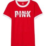 Victoria's Secret PINK 100% Cotton Short Sleeve Campus Ringer Red T-Shirt M Photo 3