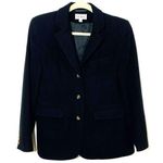 Vintage LL Bean Wool Cashmere Blend Black Long Sleeve Blazer Jacket Sz 6 Photo 0