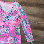 Lilly Pulitzer  Pink Blue Green Floral Long Sleeve Top Shirt Women’s Size Medium Photo 3