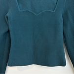 Babaton Aritzia Sculpt Knit Sweetheart Longsleeve Top Size Large Deep Teal Blue Photo 8