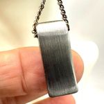 Silver tone rectangular chain drop earrings Photo 7