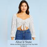 Altar'd State White and Black Polka Dot Crop Top With Tie Back Size XSmall Photo 1