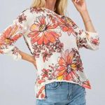 En Crême En Crème Cream Pink Floral Lightweight Hi Low Sweater Medium Spring Photo 4