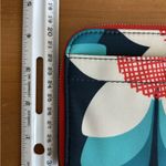 Fossil Zip Around Nylon Wristlet Wallet Blue White Red Flower On Flower Photo 7