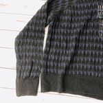 John + Jenn  Black Navy Blue Striped Turtleneck Sweater M Medium Eyelet Crochet Photo 3