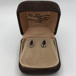 Vintage Pear Cut Amethyst Rhinestone Earrings w Seed Pearl Halo Original Box Purple Photo 2